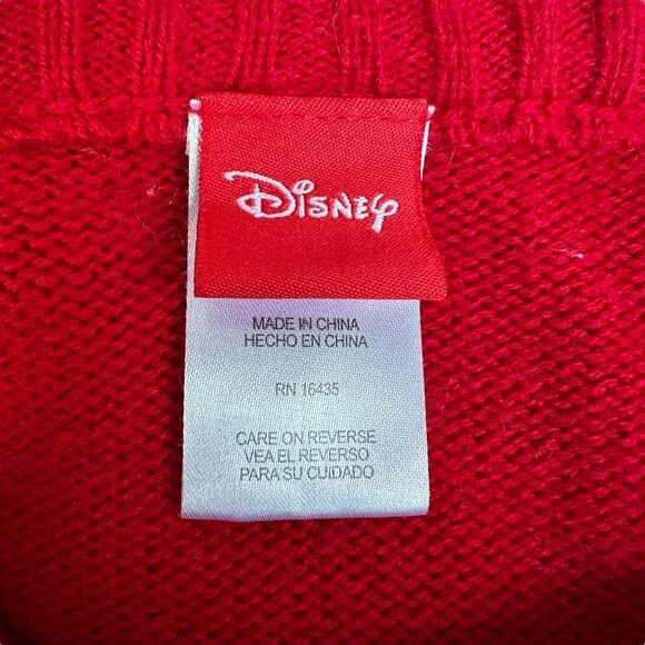 Disney Minnie Mouse Sweater Kids 18M Red White Festive Holiday Sequin Knit Top - Picture 5 of 11